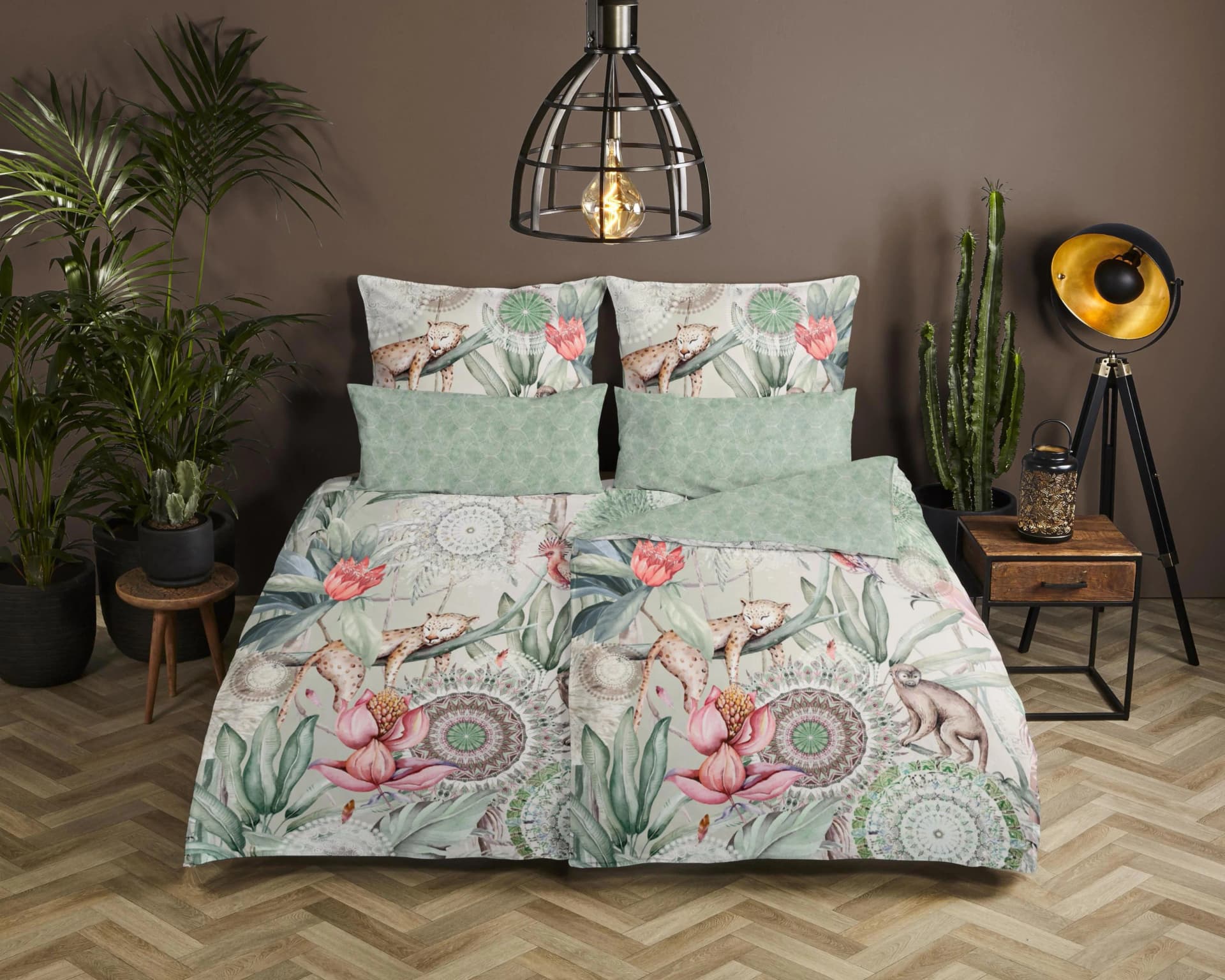 HIP Wendebettwäsche Wayan Grün Satin 100% Baumwolle