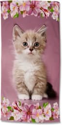 Good Morning Strandtuch Rosa Velours Kinder Katze Bild 2