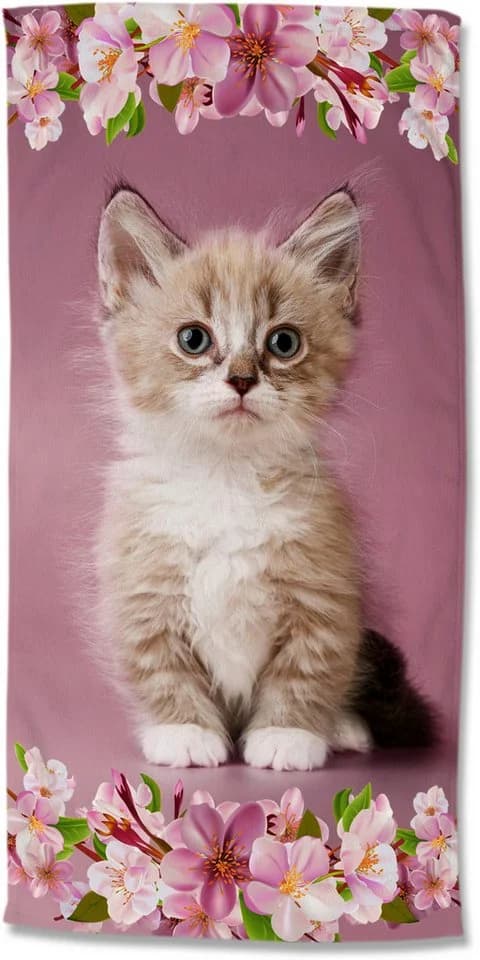 Good Morning Strandtuch Rosa Velours Kinder Katze - Bild 2