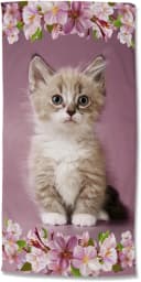 Good Morning Strandtuch Rosa Velours Kinder Katze Bild 4