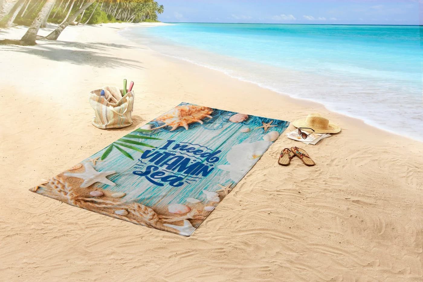 Good Morning Strandtuch Vitamin Sea Beige 100x180cm Velours