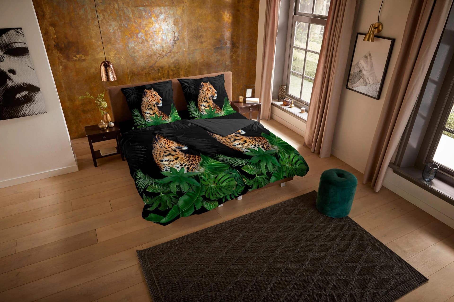 PURE LUXURY Wendebettwäsche Mala Anthrazit Leopard Mikrofaser