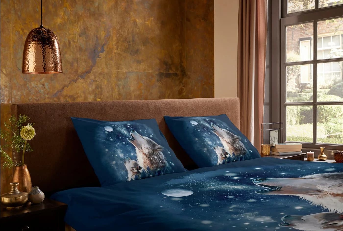 PURE luxury collection Wendebettwäsche Moon Blau Wolf Mikrofaser - Bild 3