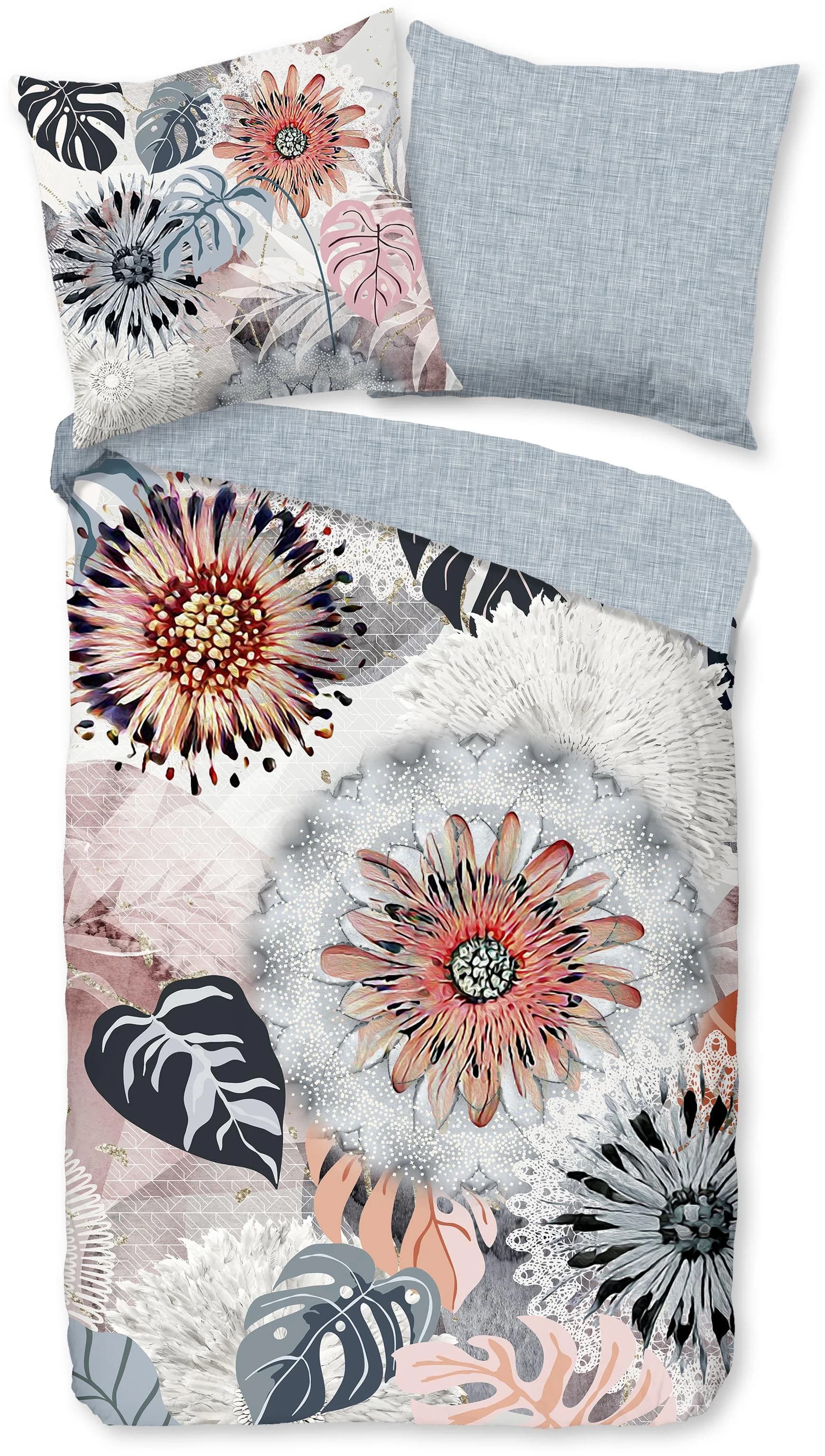 Wendebettwäsche HIP Ralvira Bunt Grau Flanell