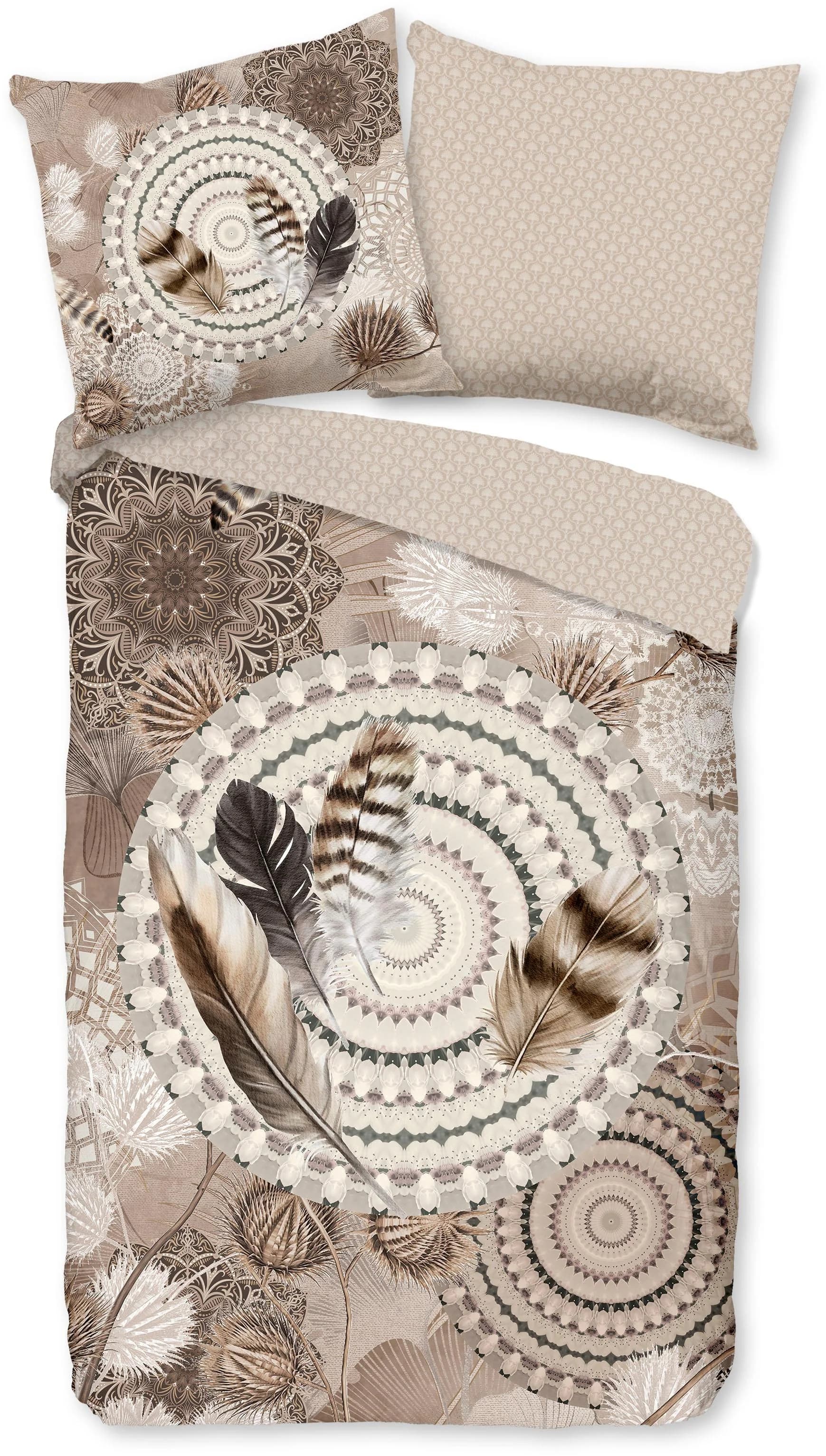 HIP Wendebettwäsche Ringhda Grau Taupe Flanell 3-tlg.