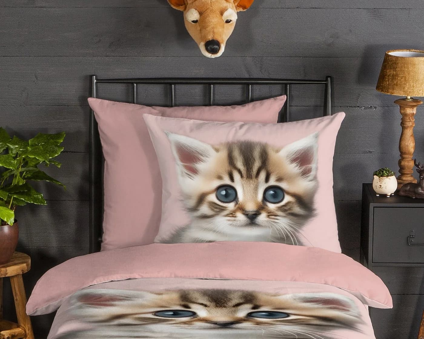 Good Morning Kinderbettwäsche Meow Rosa Flanell Katze - Bild 3