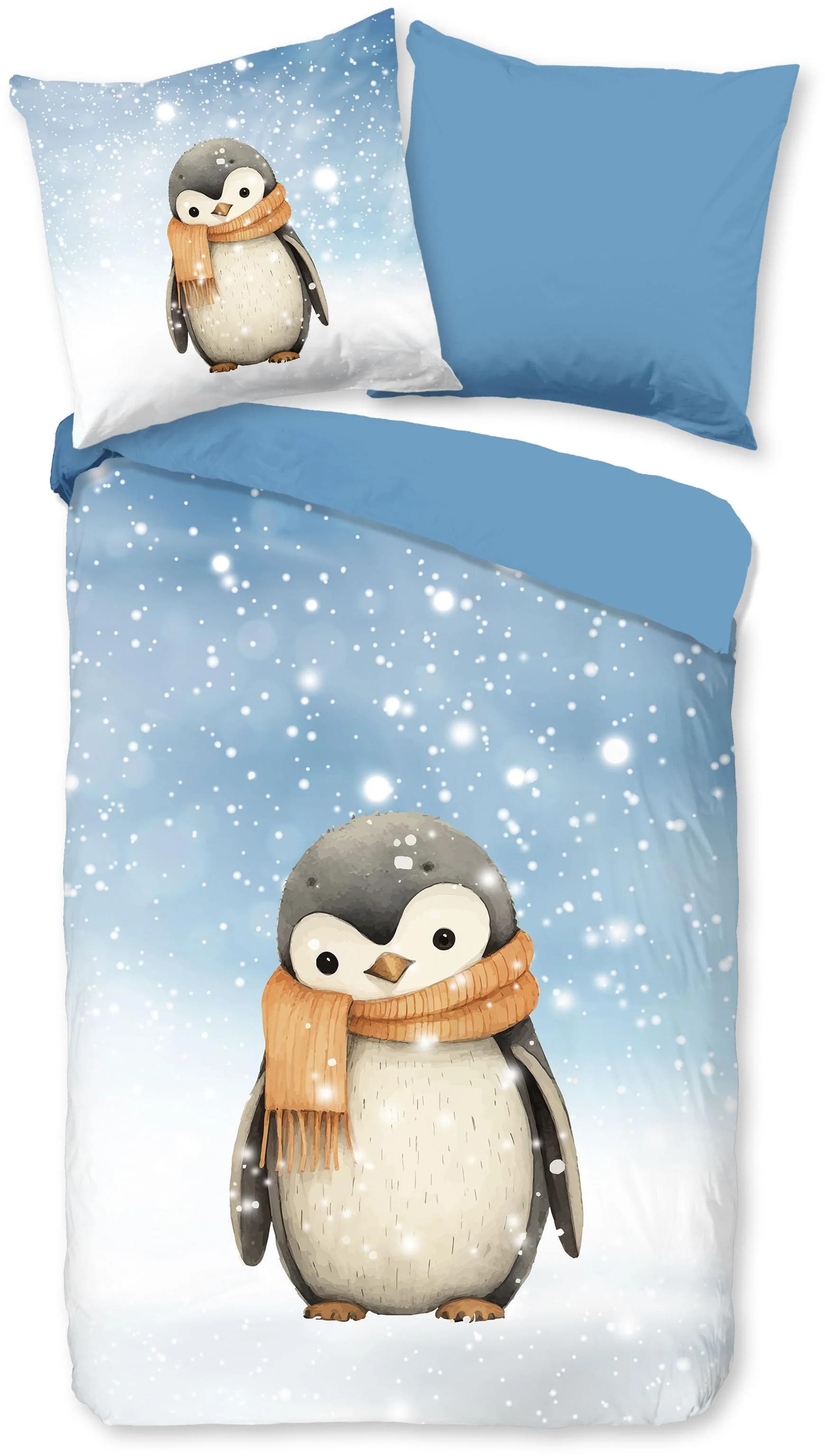 Good Morning Kinderbettwäsche Pingi Blau Flanell Wendebettwäsche