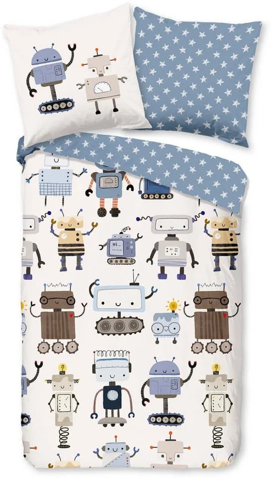 Good Morning Kinderbettwäsche Roboter Blau Wendeoptik - Bild 2
