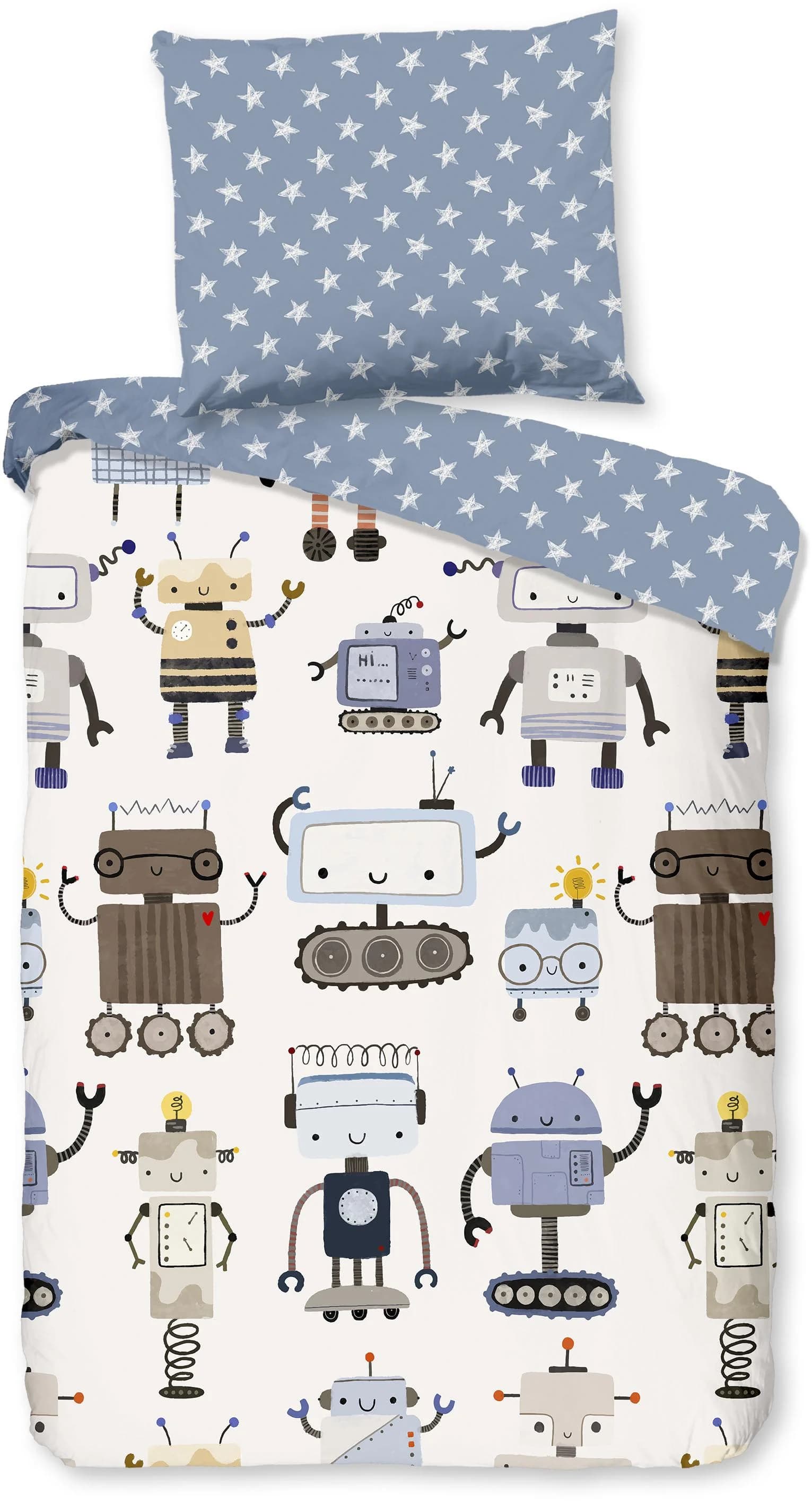 Good Morning Babybettwäsche Robo Blau Weiß Renforcé - Bild 5