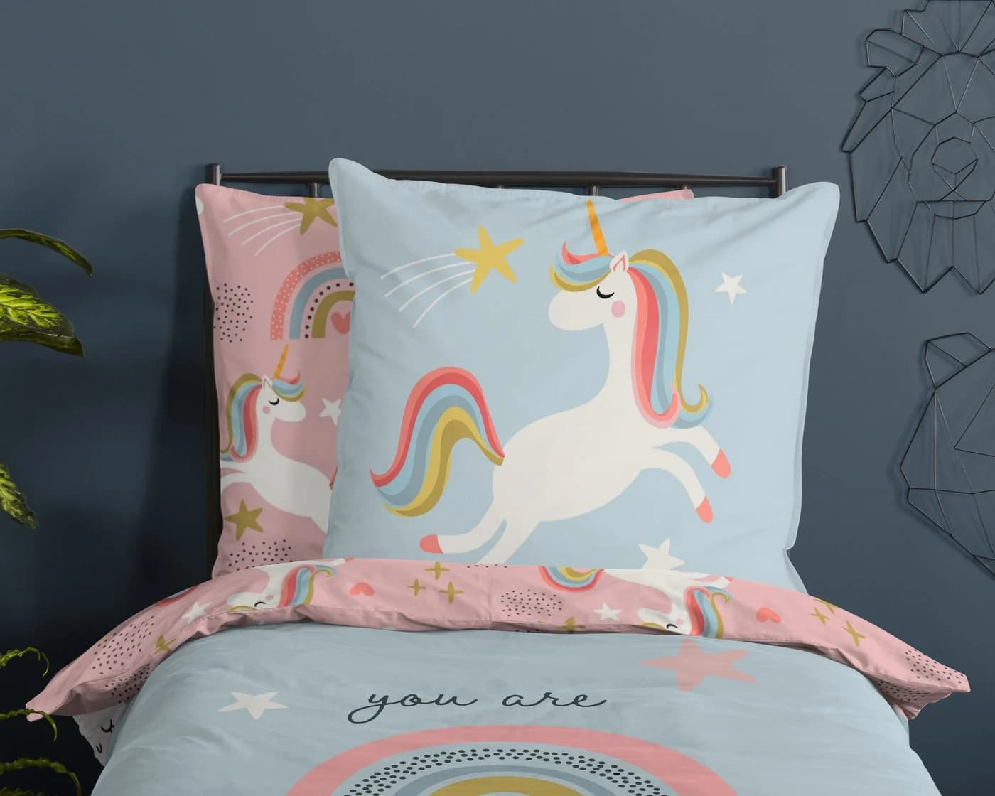 GOOD MORNING Kinderbettwäsche Suus Rosa Regenbogen Einhorn - Bild 3