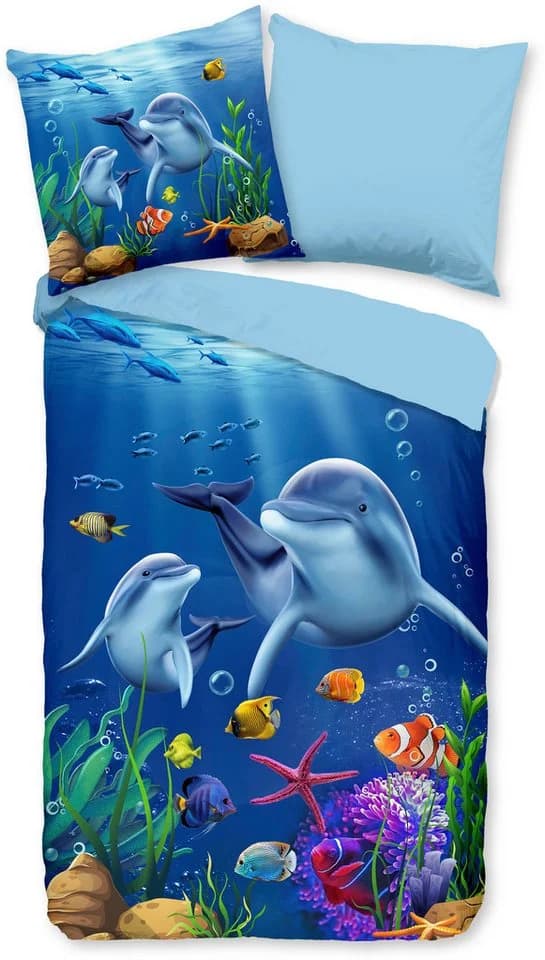 PURE luxury collection Kinderbettwäsche Mare Blau Delfin Mikrofaser - Bild 2