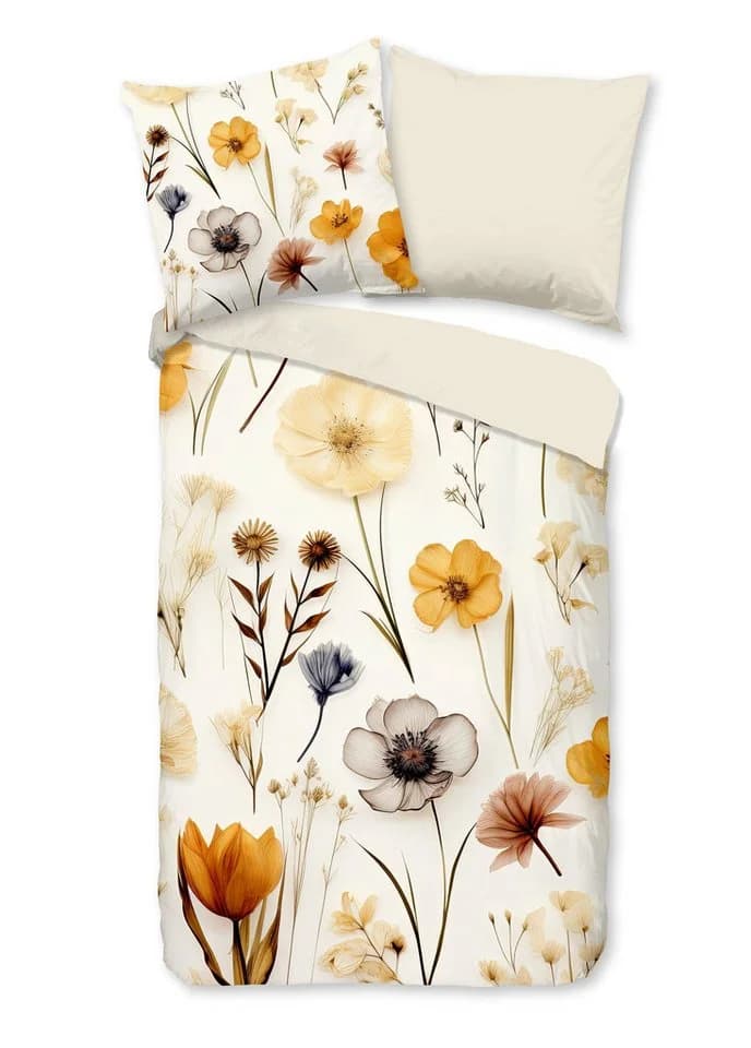 Wendebettwäsche GOOD MORNING Lara Sand Blumen 100% Baumwolle - Bild 2