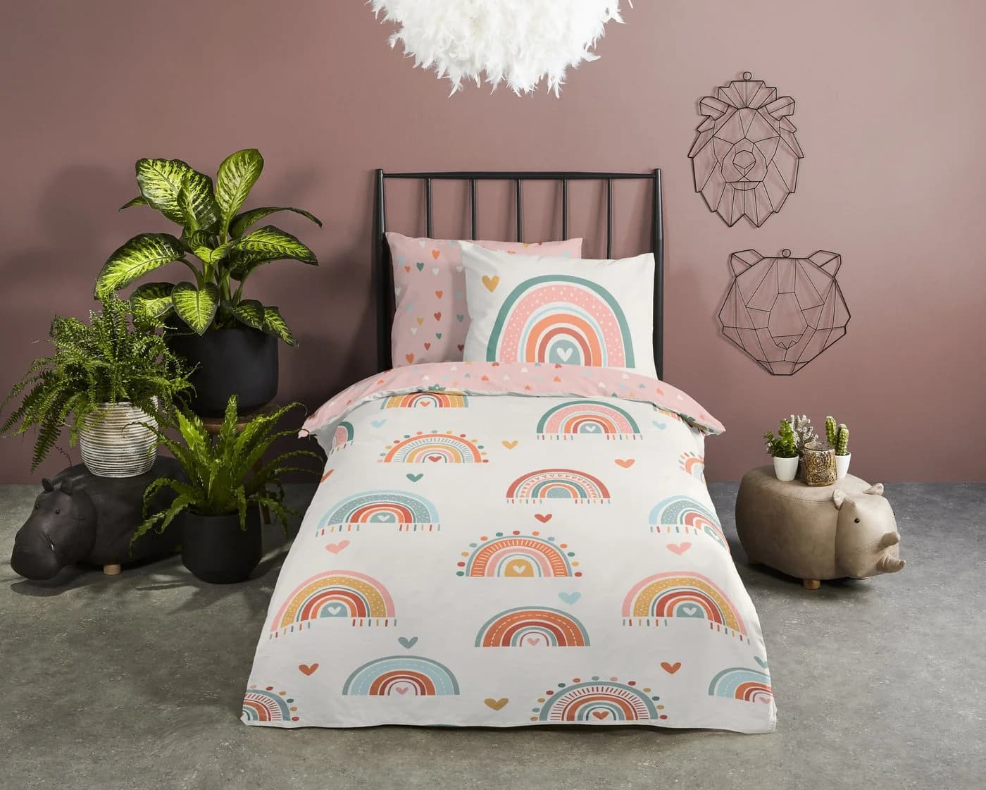Good Morning Babybettwäsche Louie Rosa Regenbogen