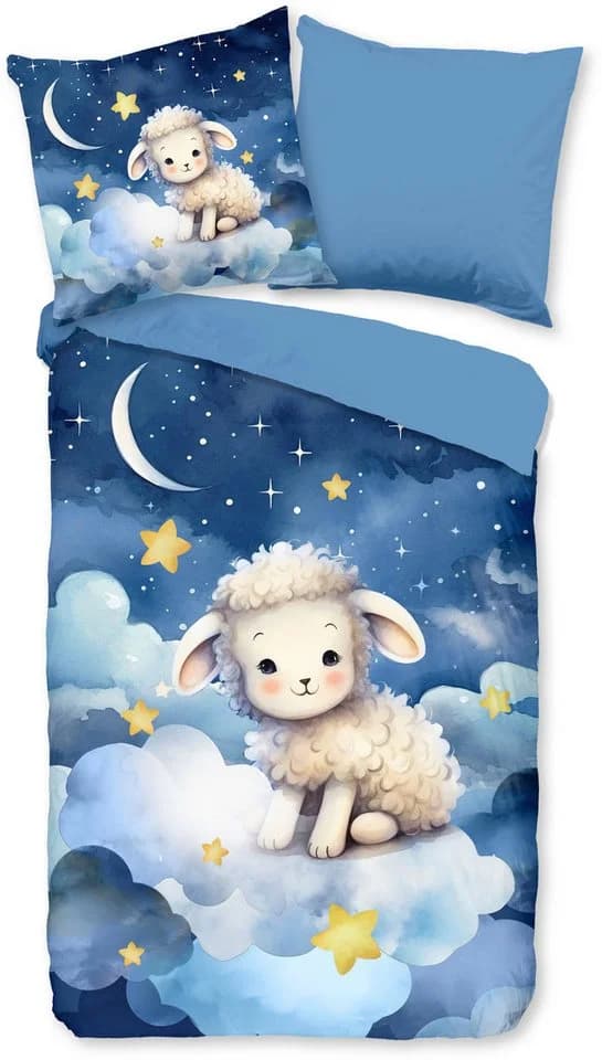 PURE luxury collection Kinderbettwäsche Sheepy Blau Mikrofaser - Bild 2