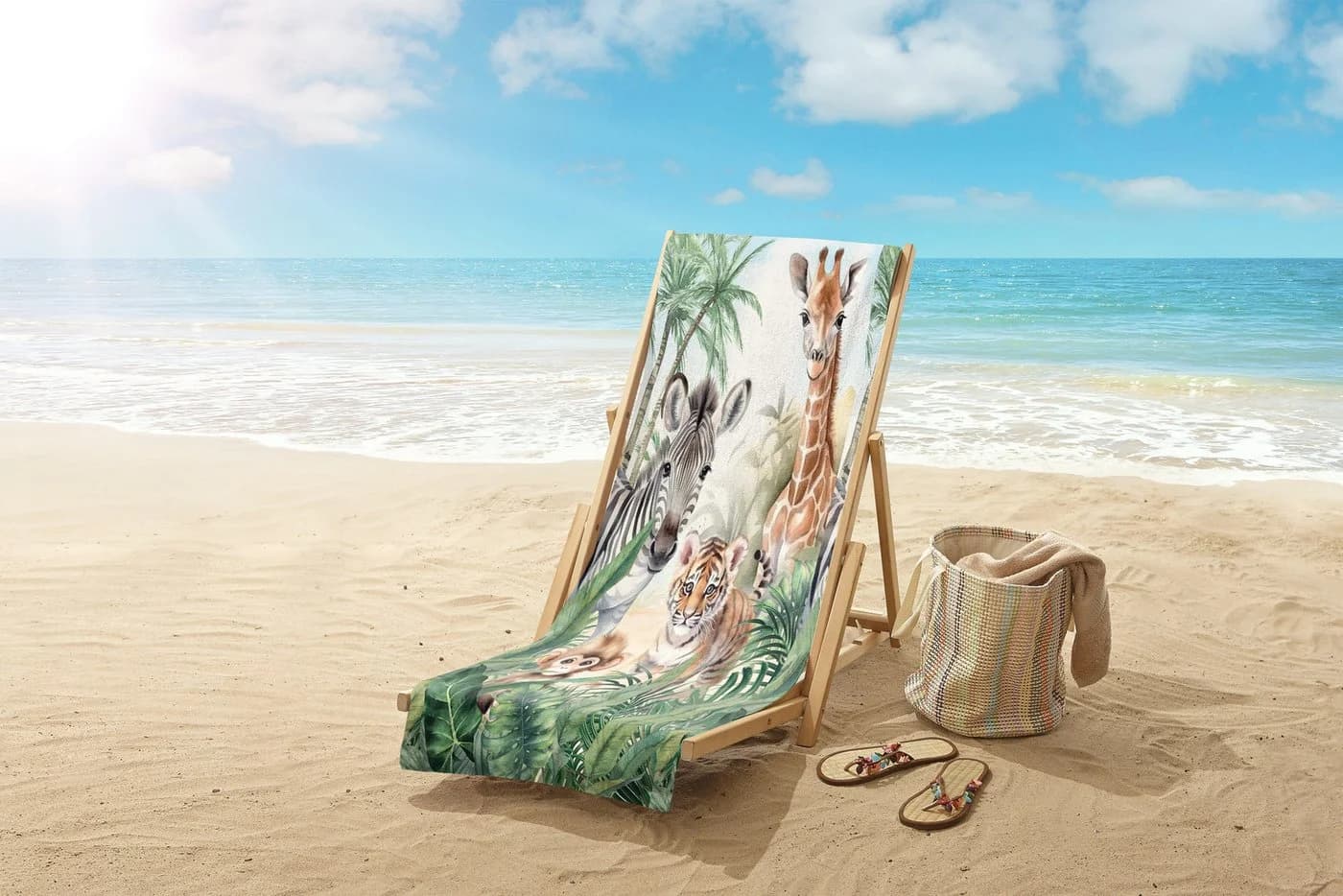 Strandtuch GOOD MORNING Thabo Grün Bunt Velours Kinder