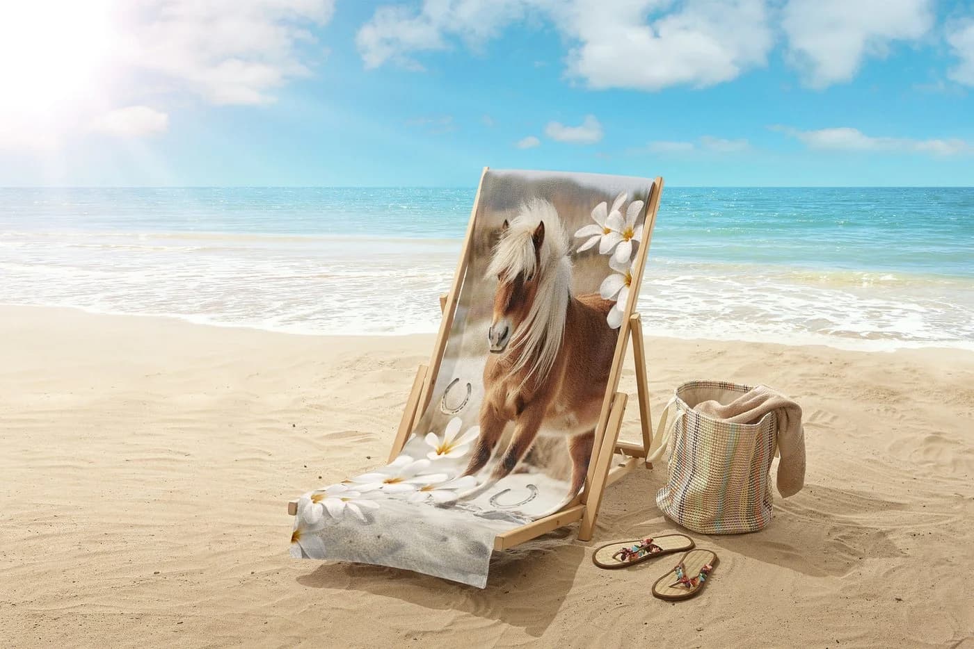 GOOD MORNING Kinder Strandtuch Fabi Beige Sand Velours