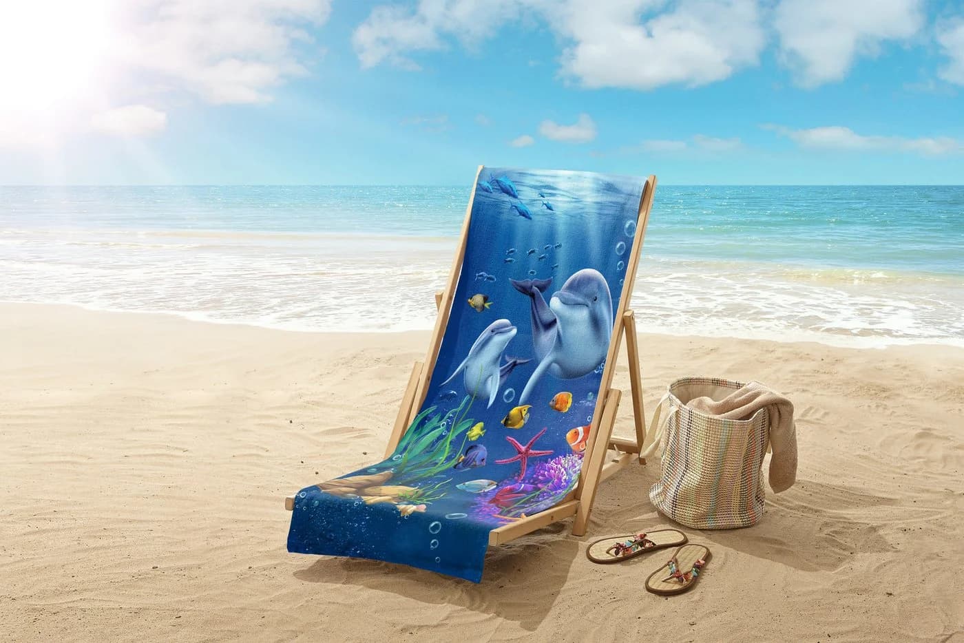 Good Morning Kinder Strandtuch Mare Blau Meeresmotiv Velours