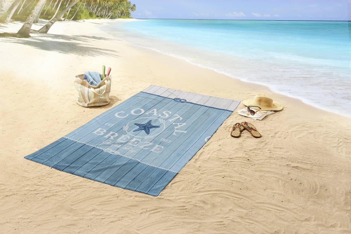 Strandtuch GOOD MORNING Breeze Blau Polyester-Velours
