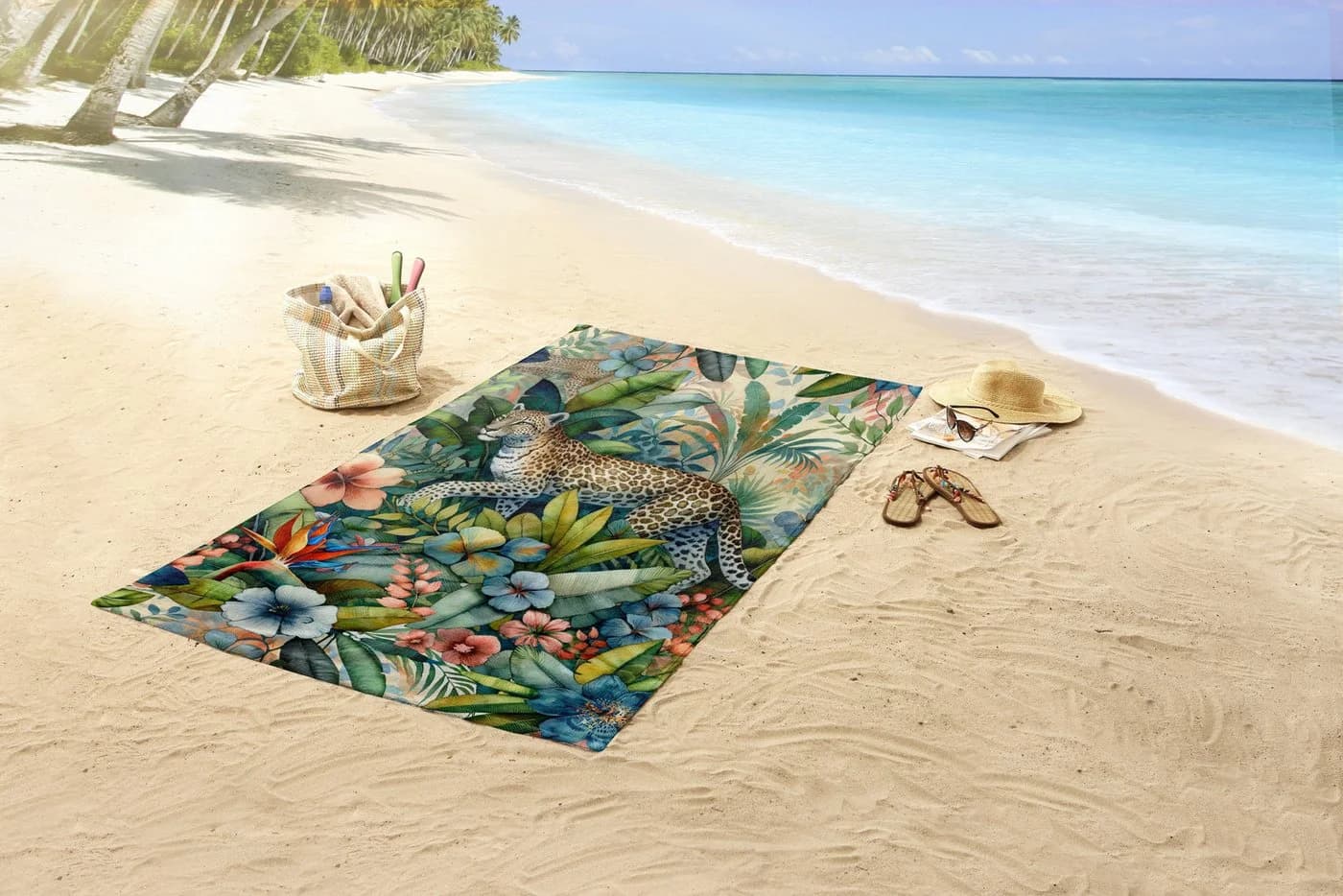Strandtuch GOOD MORNING Raza Grün Polyester-Velours Digitaldruck