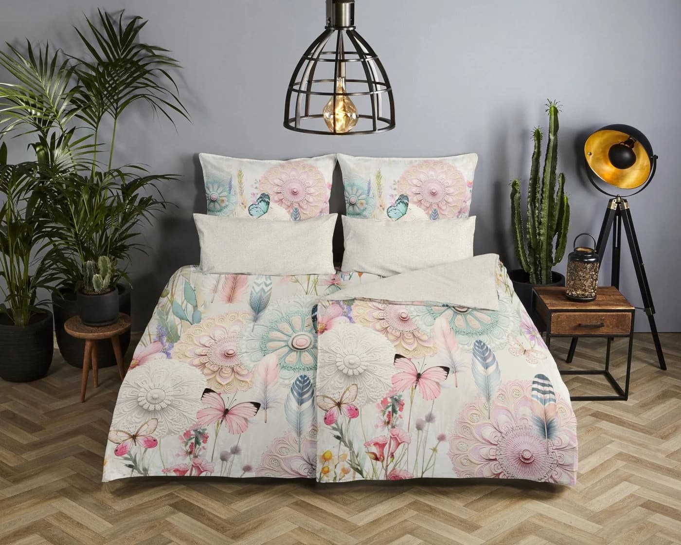 HIP Wendebettwäsche Maysa Beige Ecru Satin Baumwolle