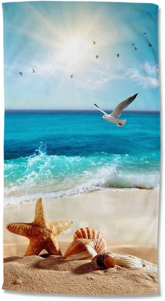 Strandtuch GOOD MORNING Sealife Blau Polyester-Velours - Bild 2