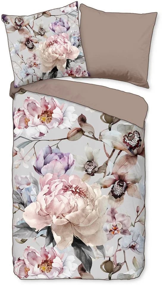 Descanso Wendebettwäsche Colinda Beige Grau 3-tlg. Mako-Satin - Bild 2