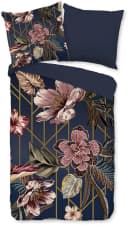 PURE luxury collection Wendebettwäsche Jos Dunkelblau Blumen Mikrofaser Bild 2