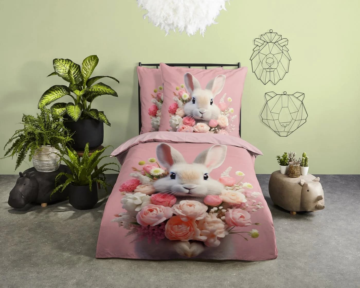 PURE luxury collection Kinderbettwäsche Cathy Rosa Kaninchen