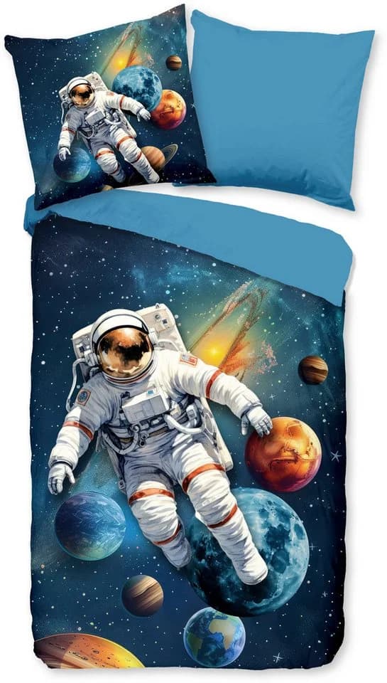 PURE luxury collection Kinderbettwäsche Saros Dunkelblau Astronaut - Bild 2