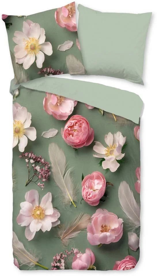 Good Morning Wendebettwäsche Senzi Grün Blumenmuster