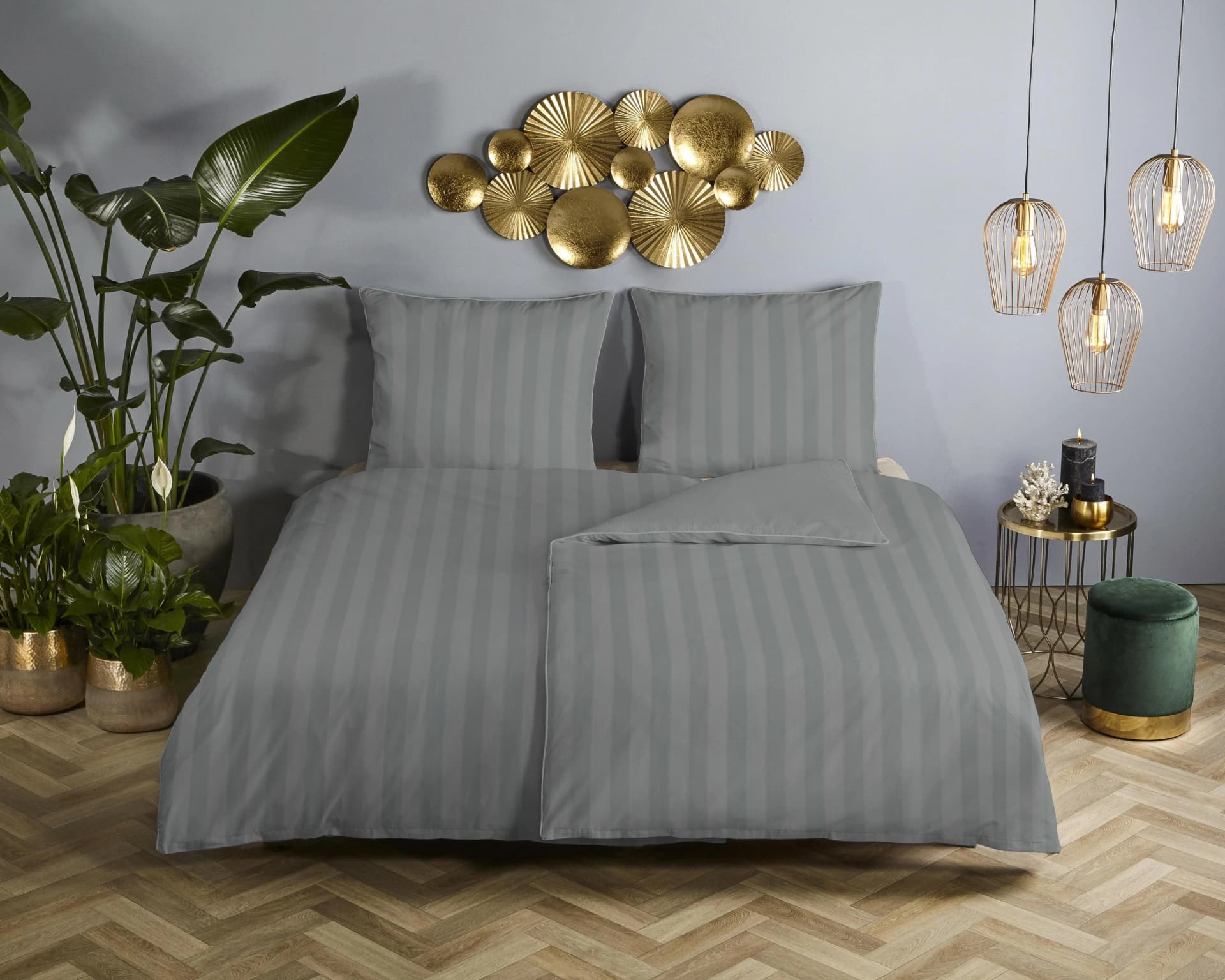 Wendebettwäsche DESCANSO 'Hotel Sevilla' Grau Satin 200x200cm
