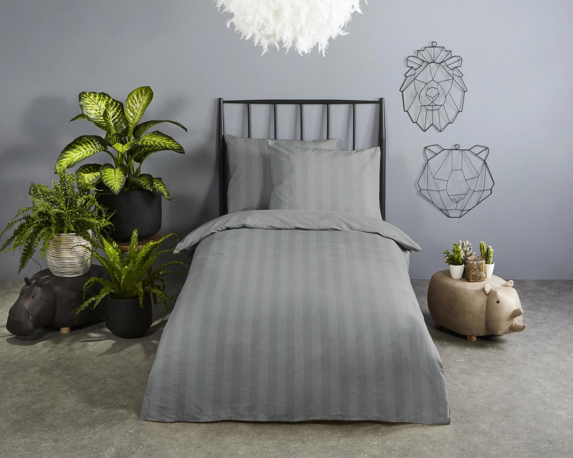 Babybettwäsche DESCANSO 'Hotel Sevilla' Grau Satin 100x135cm
