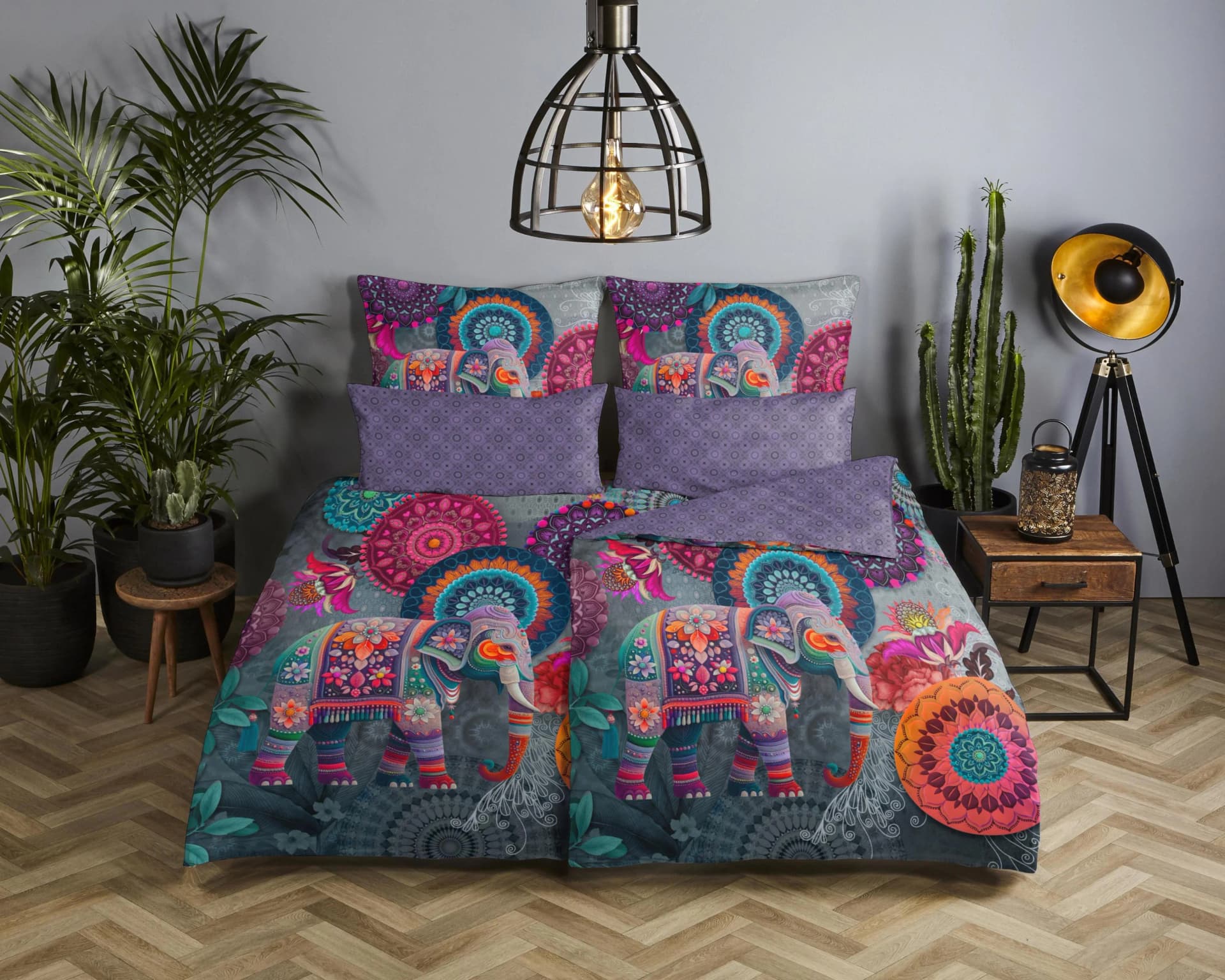 Wendebettwäsche HIP Abhay lila Satin 200x200 cm