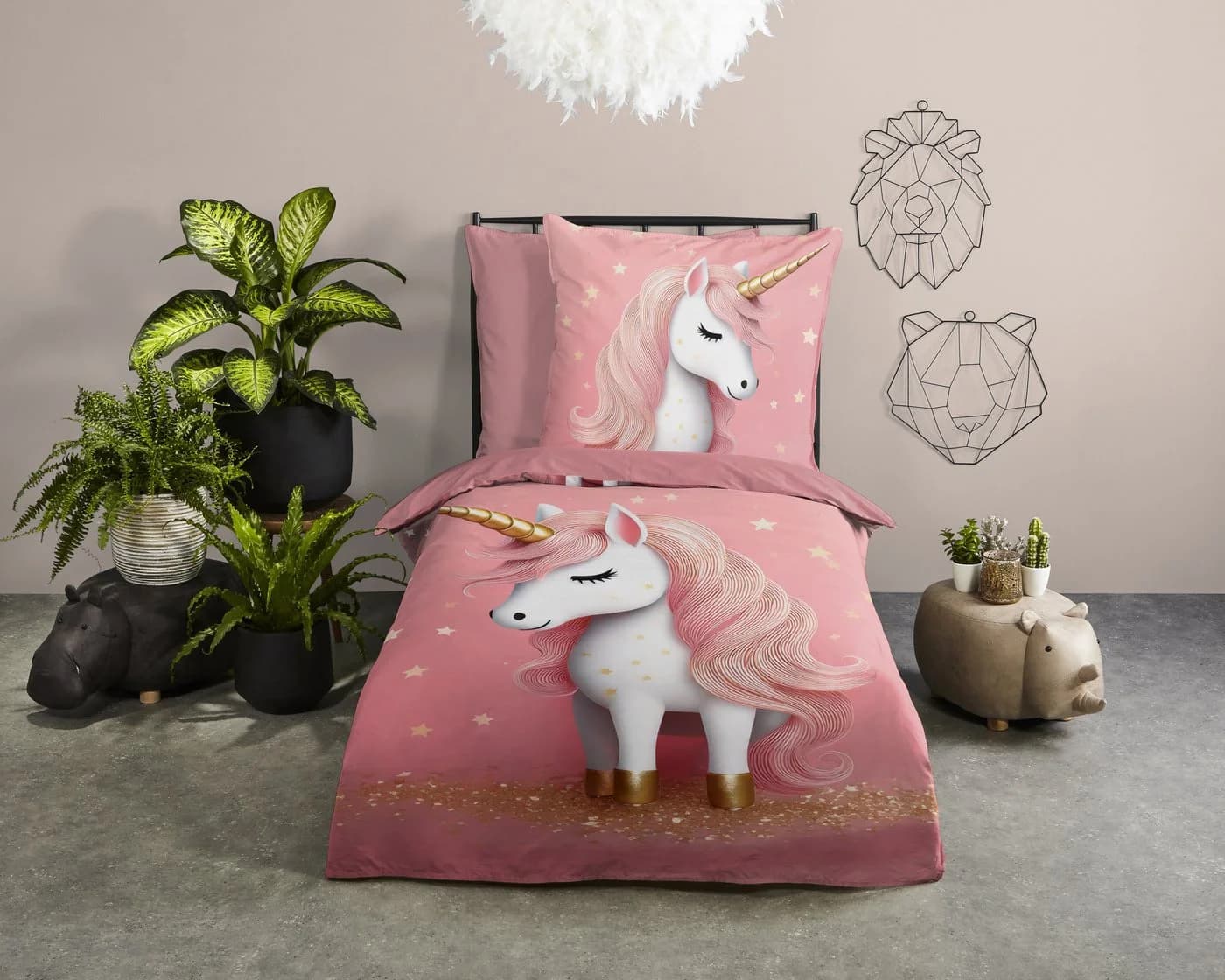Kinderbettwäsche Sparkles Rosa Einhorn Microfaser 2-teilig - Bild 2
