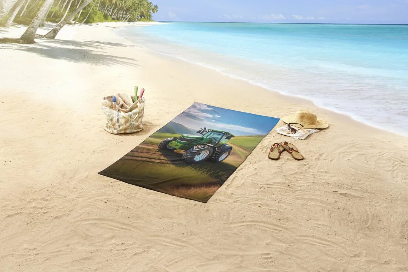 Good Morning Strandtuch Aart grün 75x150cm Traktor