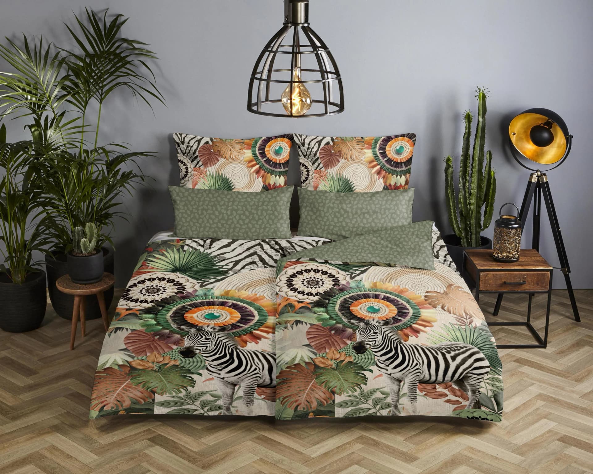 Wendebettwäsche HIP 'Janay' grün Satin 200x200cm