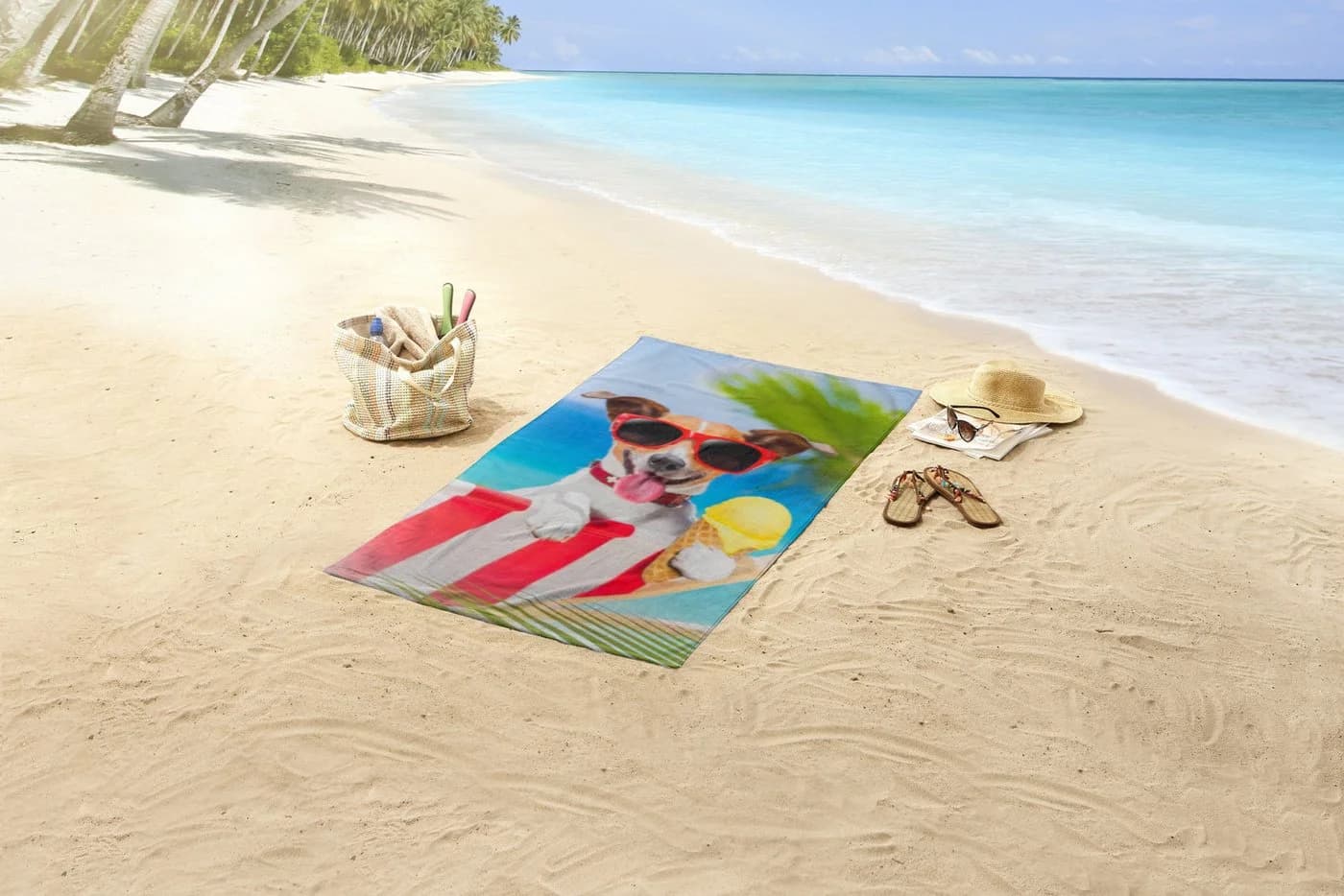 Good Morning Kinder Strandtuch Velours Bunt 75x150cm