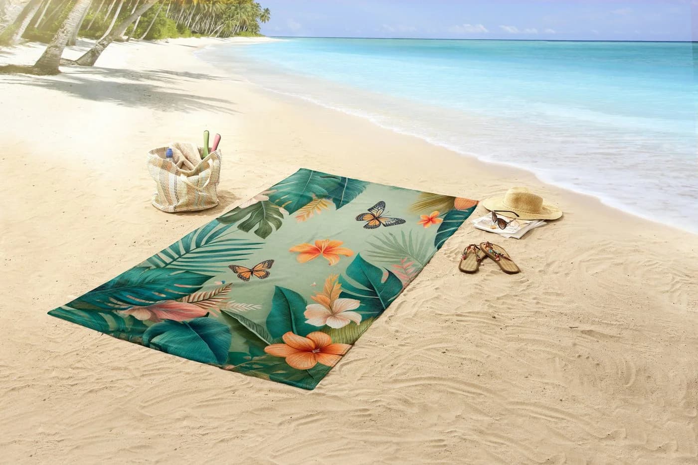 Strandtuch GOOD MORNING Joelle Grün Samt 100x180 cm