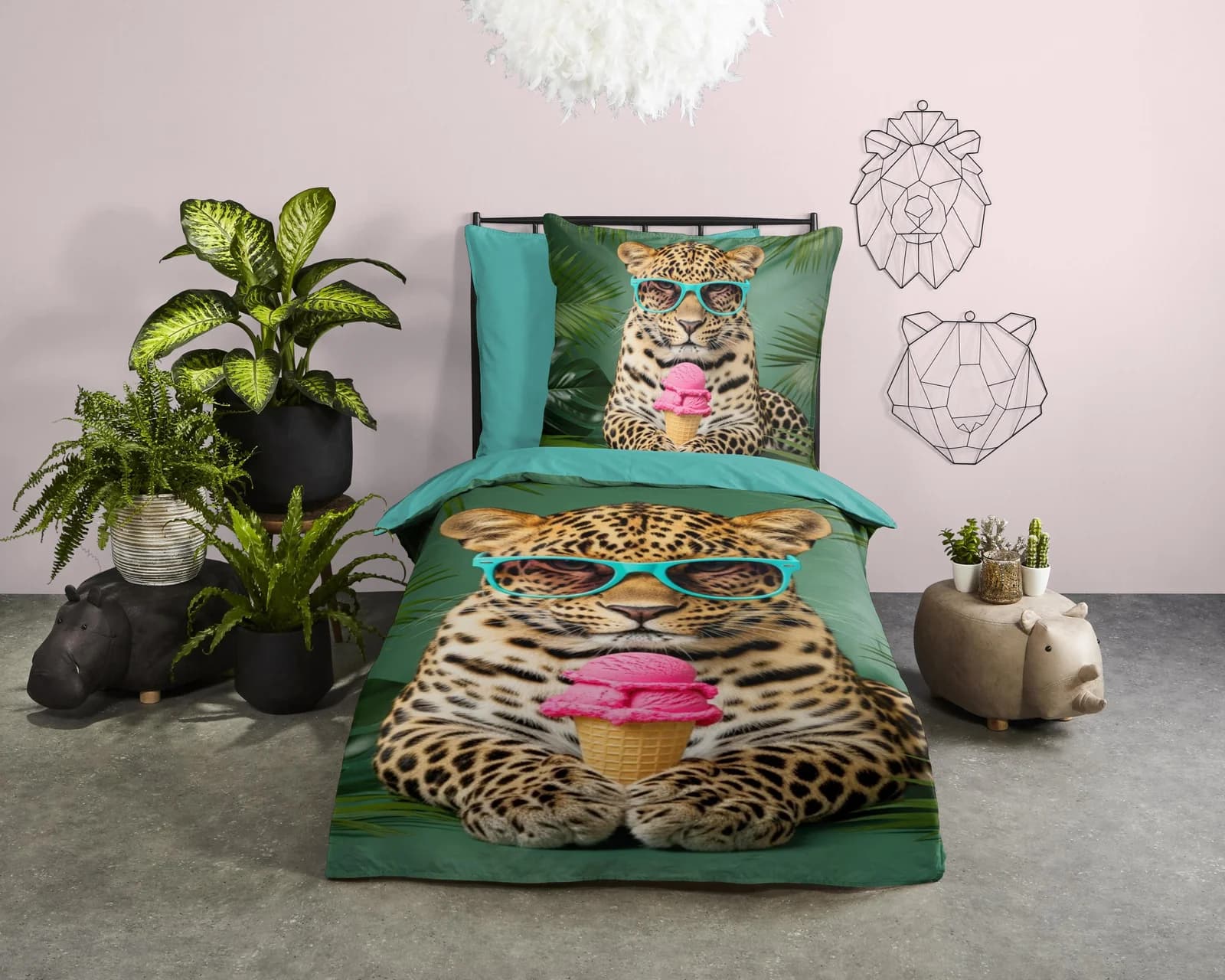 Kinderbettwäsche Chill Grün 135x200 Microfaser 2-teilig
