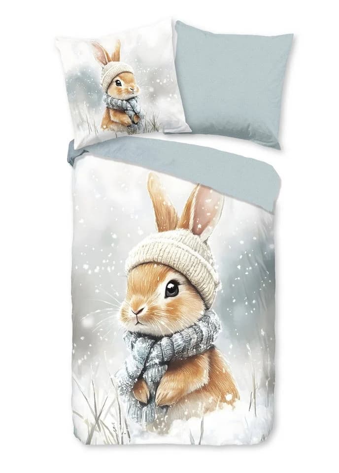 good morning Wendebettwäsche Flanell Grau Hase 2-teilig - Bild 2
