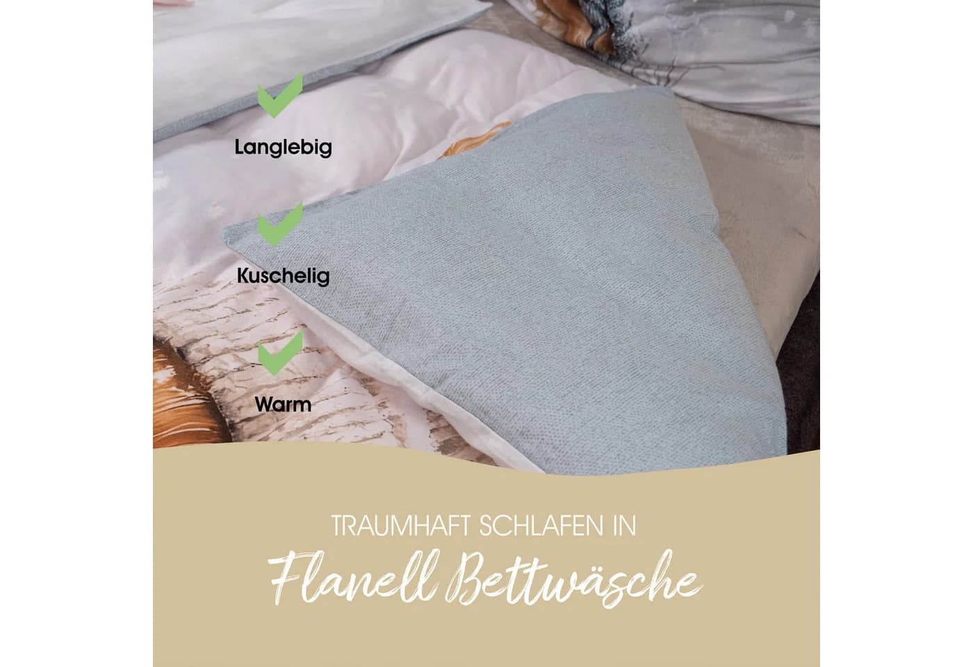 good morning Wendebettwäsche Flanell Grau Hase 2-teilig - Bild 5
