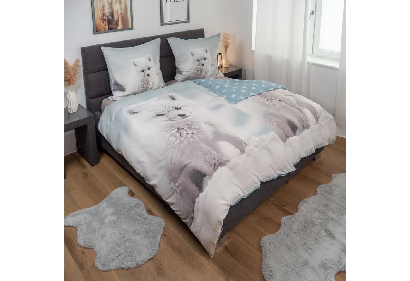 good morning Wendebettwäsche Flanell 100% Baumwolle Polarfuchs