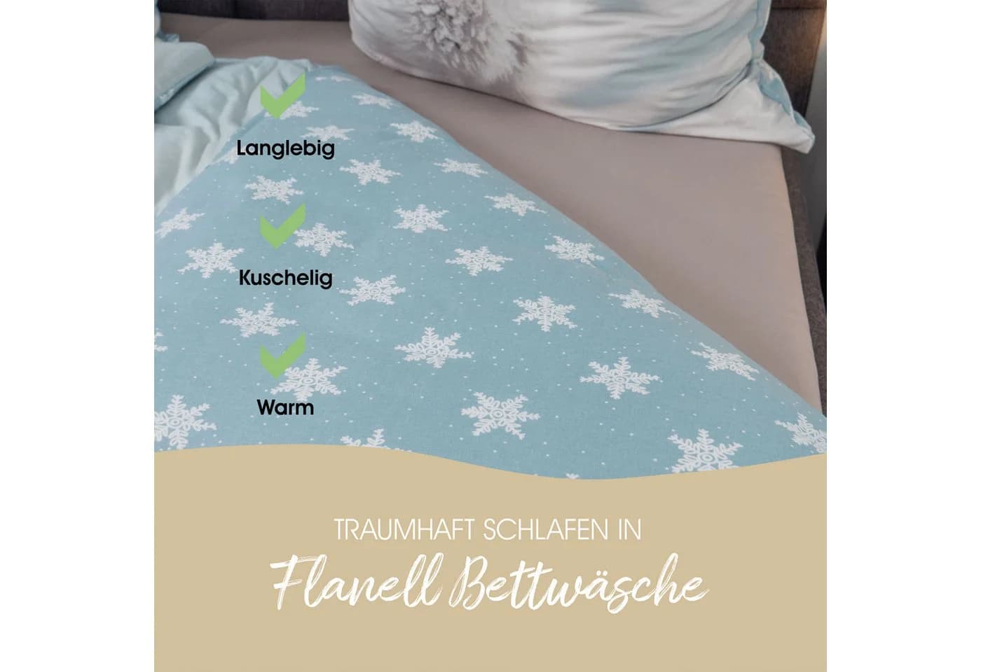 good morning Wendebettwäsche Flanell 100% Baumwolle Polarfuchs - Bild 5
