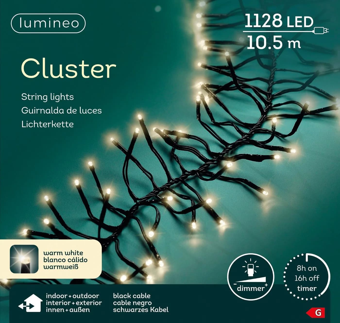 Lumineo LED-Lichterkette CLUSTER 1128 LED 10,5m Warmweiß Dimmbar - Bild 2