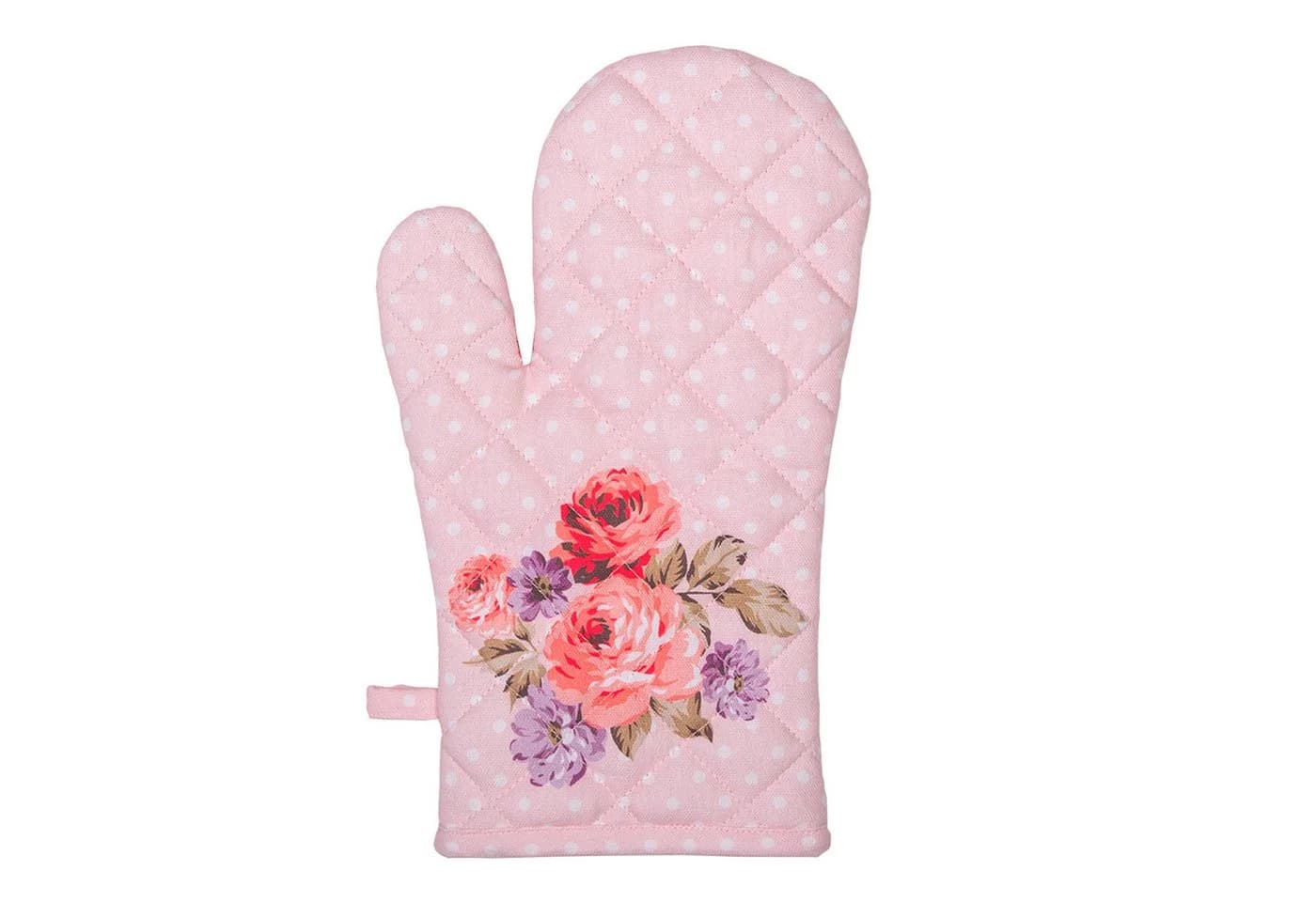 Clayre & Eef Topfhandschuhe Dotty Rose 2-tlg. Rosa/Weiß