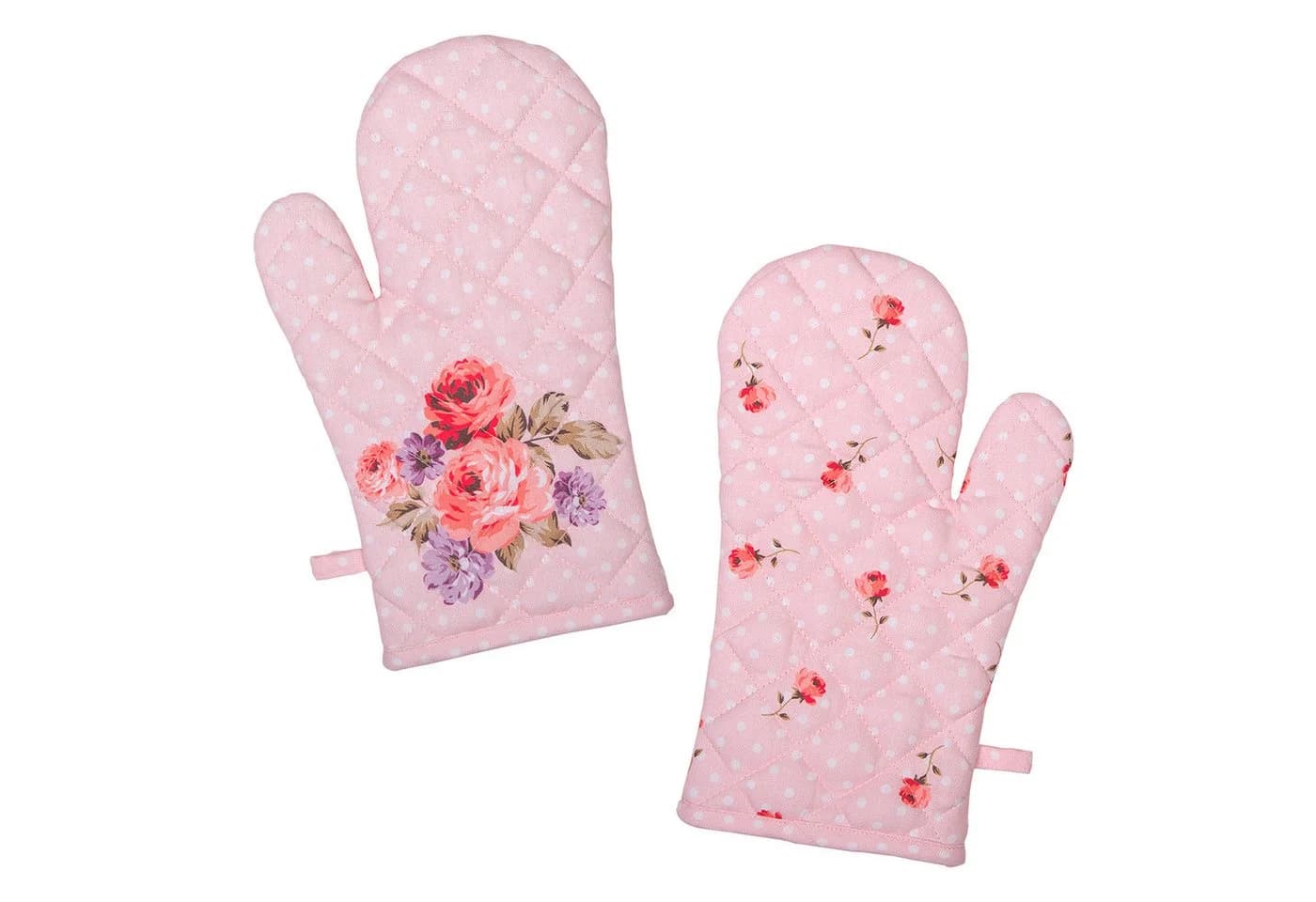 Clayre & Eef Topfhandschuhe Dotty Rose 2-tlg. Rosa/Weiß - Bild 2