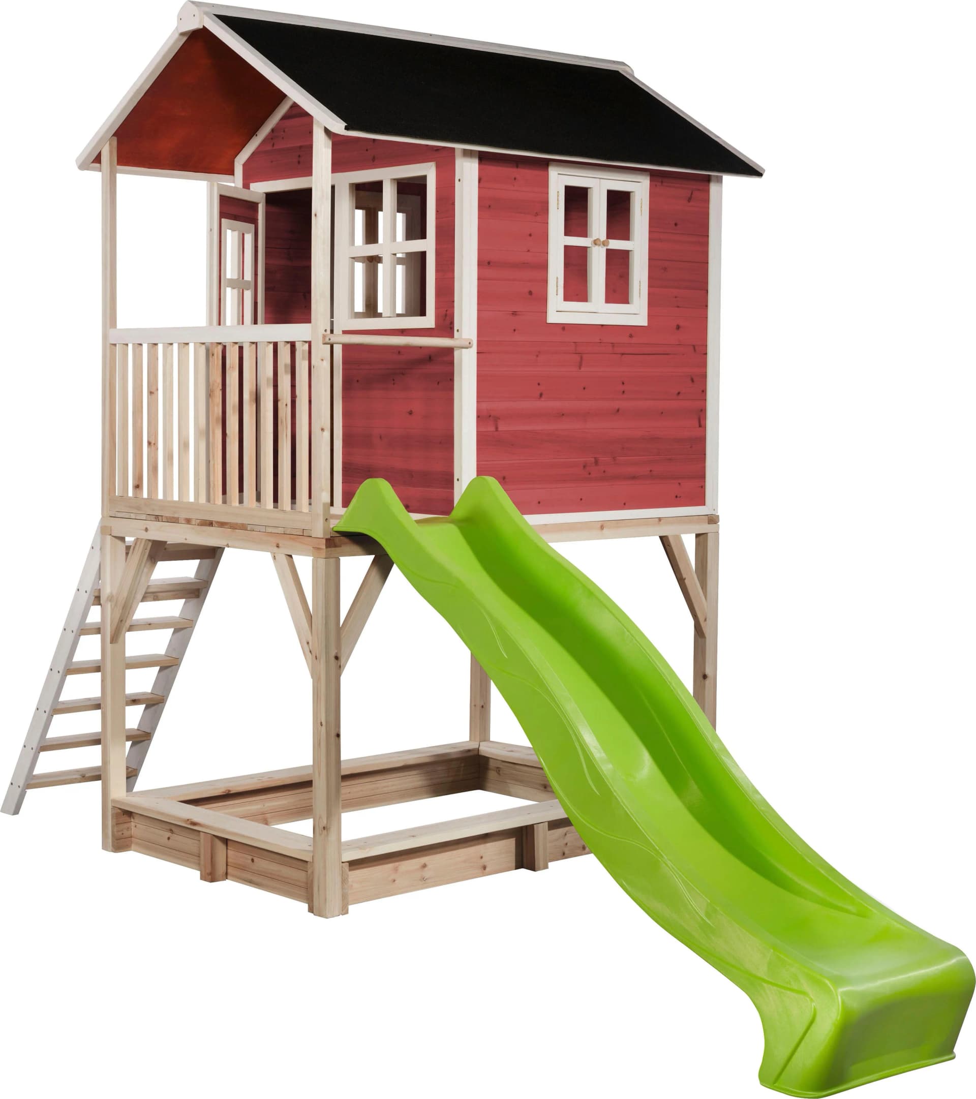 EXIT Loft 700 Holzspielhaus rot mit Rutsche - Bild 2