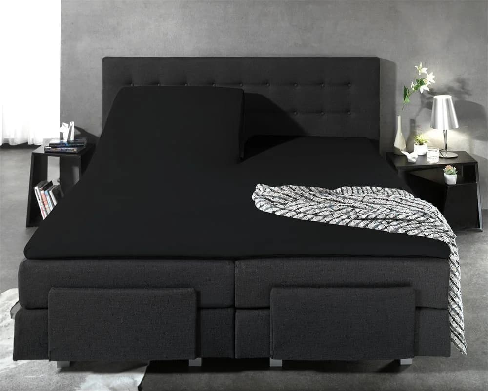 Sitheim-Europe Spannbettlaken Split Topper 100% Baumwolle Schwarz - Bild 4