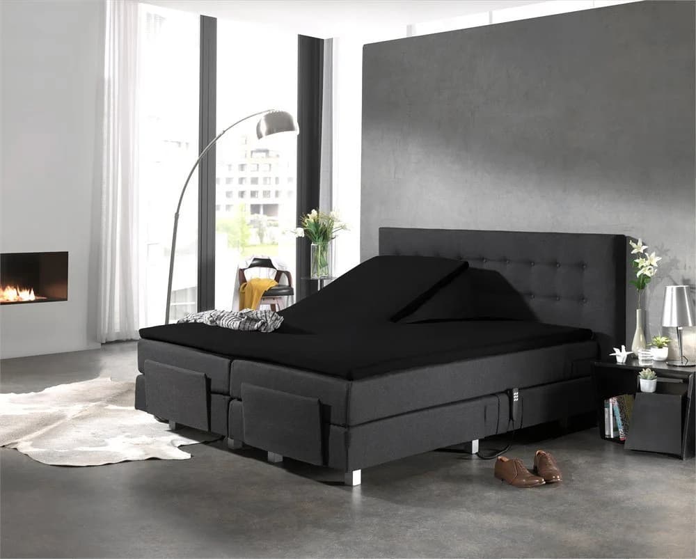 Sitheim-Europe Spannbettlaken Split Topper 100% Baumwolle Schwarz - Bild 5