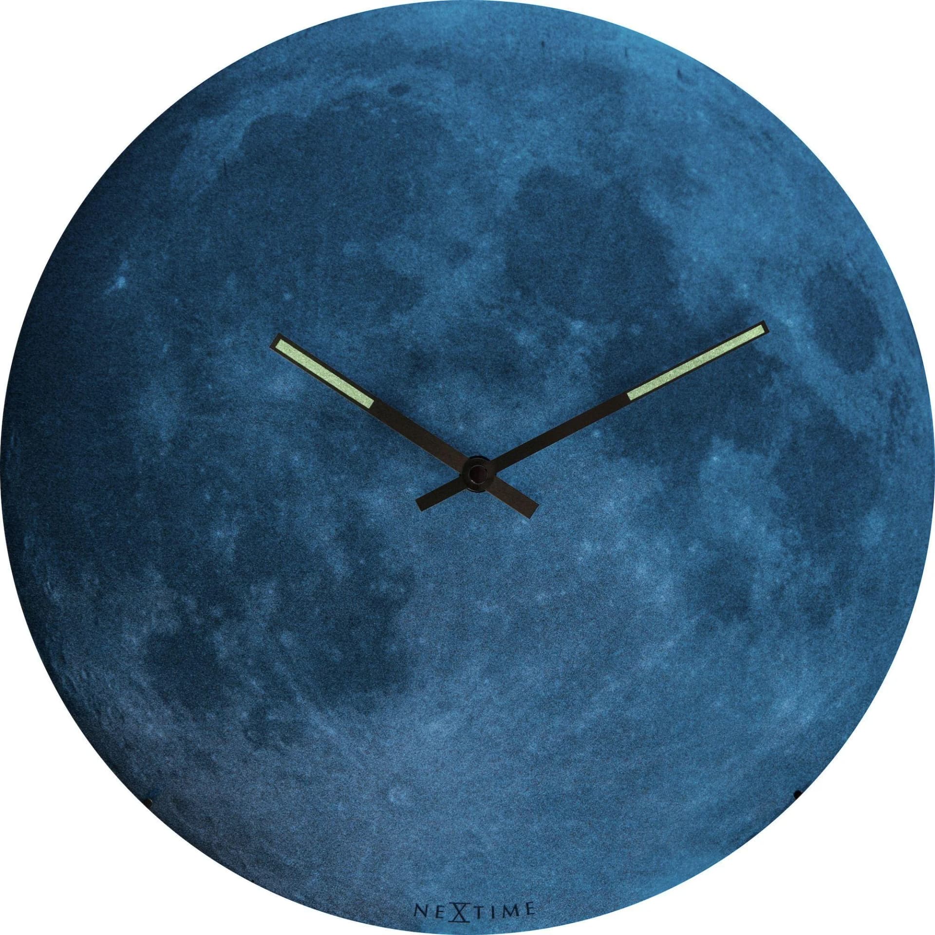 Wanduhr NEXTIME BLUE MOON DOME Blau Glas